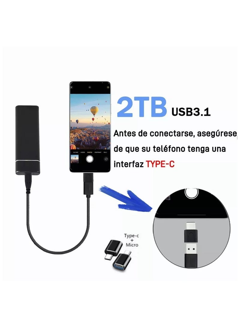 محرك أقراص صلبة خارجي محمول، محركات أقراص صلبة صغيرة SSD، محركات أقراص صلبة خارجية ذات حالة صلبة، محرك أقراص احتياطية للكمبيوتر، محرك أقراص احتياطي للكمبيوتر، USB 3.1 إلى نوع C يدعم نقل تخزين البيان - Image 2